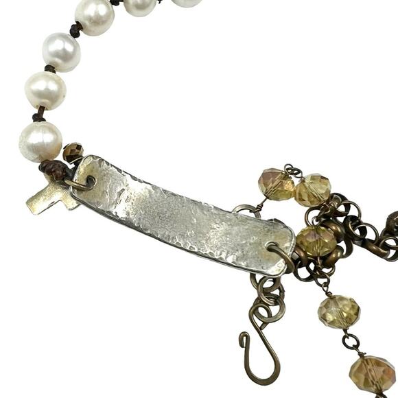 Handmade Boho Chunky Layered Pearl Chain Gold & Silver Wrap Blessed Bracelet - Picture 6 of 6